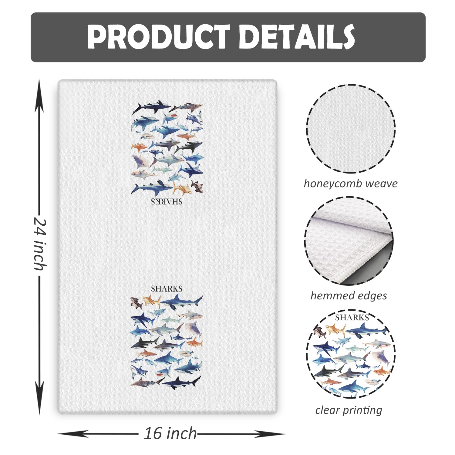 COWEB Shark Towels Set of 2 presented as a gift-ready coastal decor option.