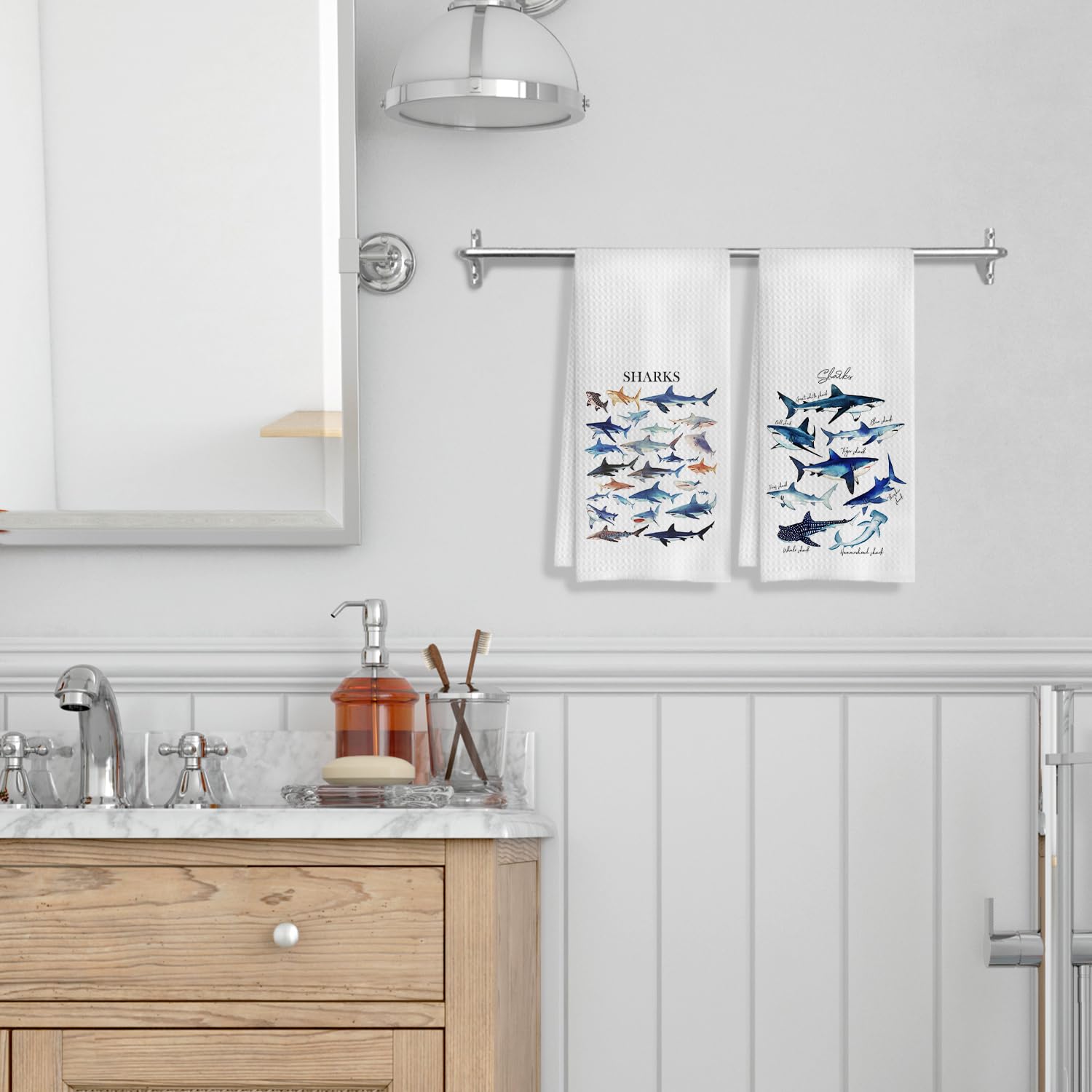 COWEB Shark Towels Set of 2 highlights absorbent material for fast spill cleanup.