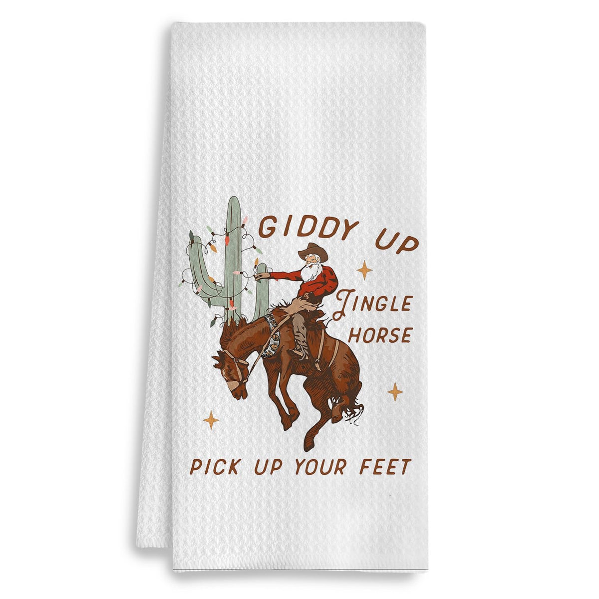 COWEB western Christmas kitchen towels in 16x24 offer rapid absorption.