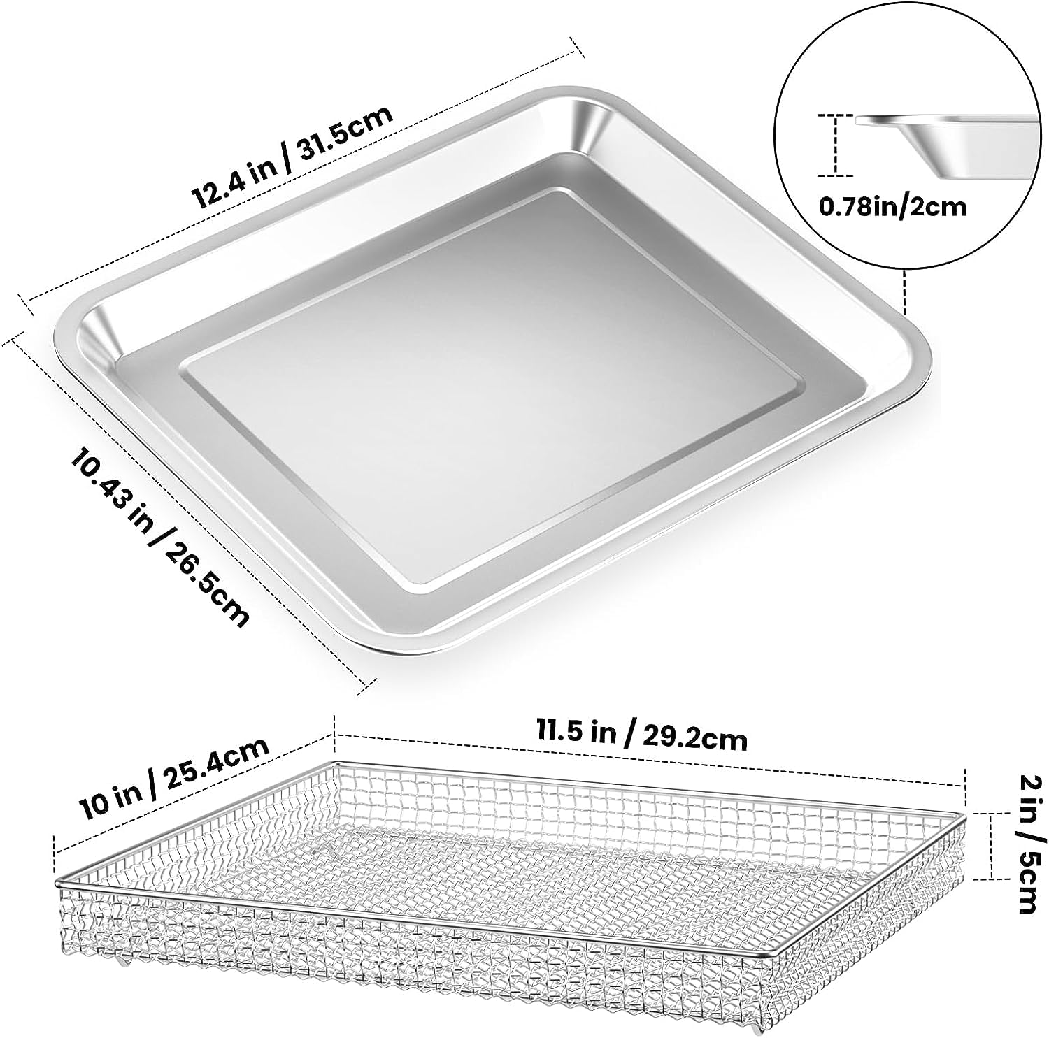 COWHERDING air fryer tray stainless steel for daily meals, even heat and quick clean
