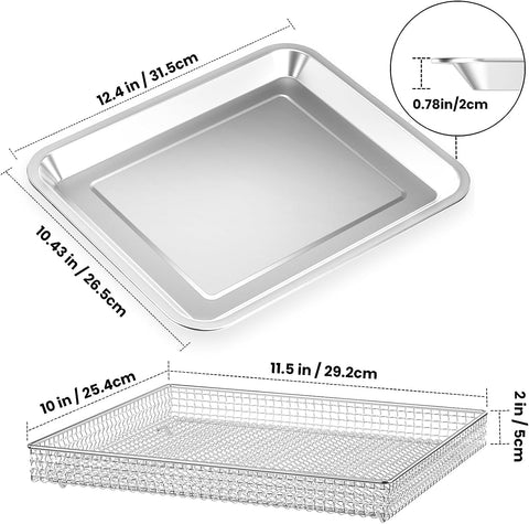 COWHERDING air fryer tray stainless steel for daily meals, even heat and quick clean