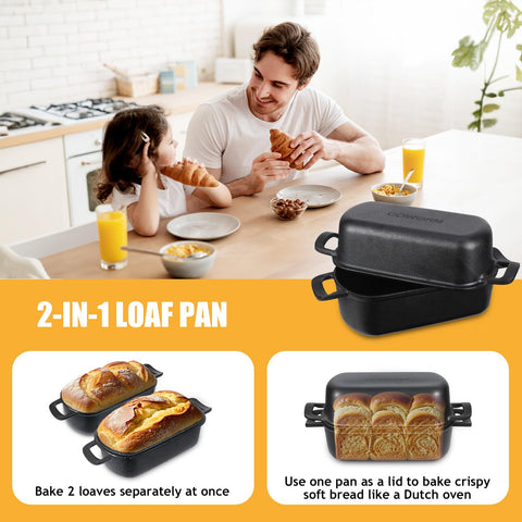 COWORM 2-in-1 design image showcases stacked pan use for versatile recipes.