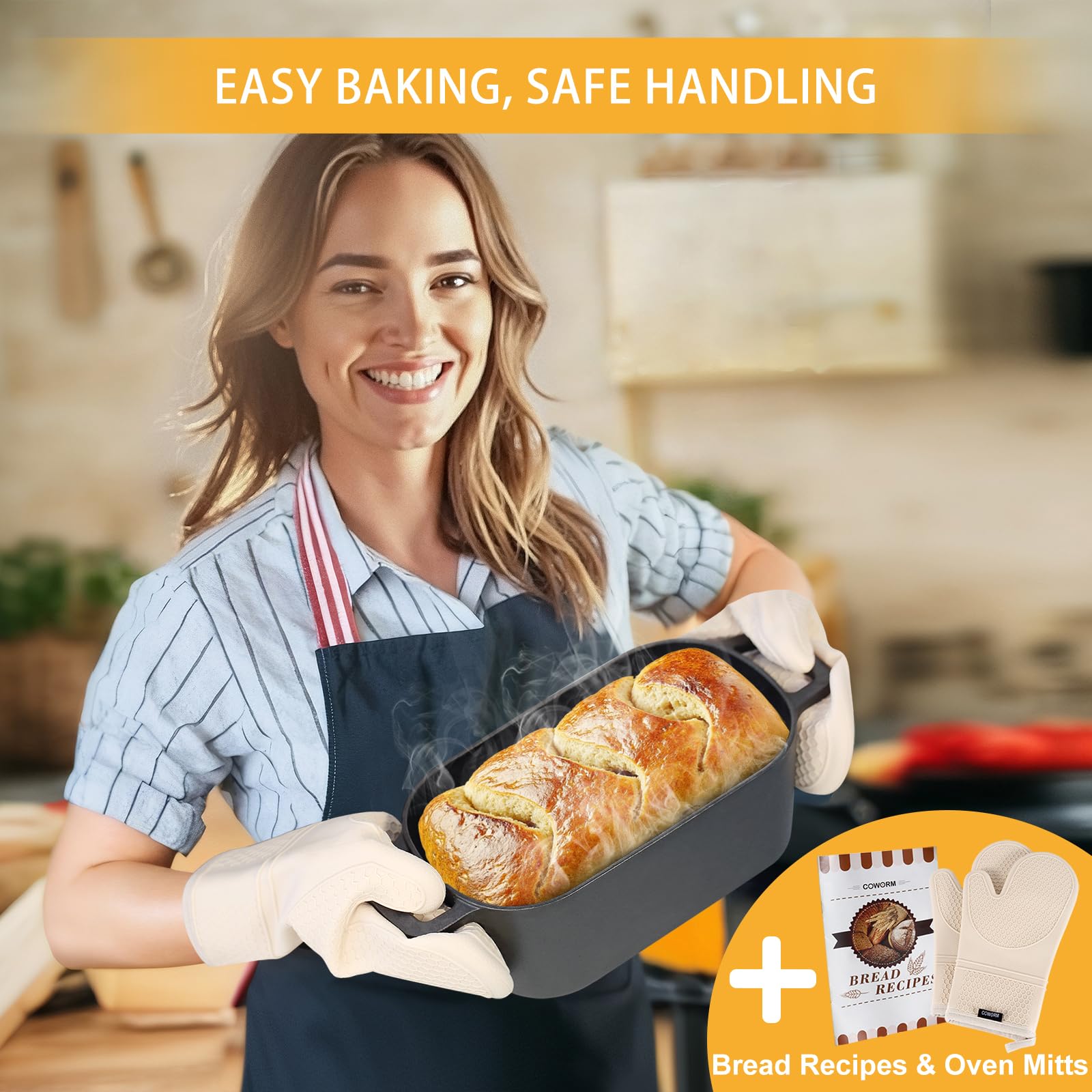 COWORM 3.6QT oval Dutch oven crusty loaf baked evenly