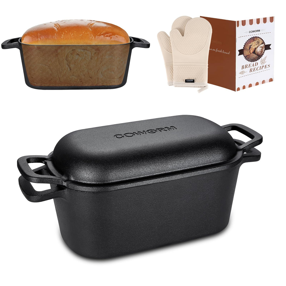 COWORM 3.6QT oval Dutch oven with lid for even heat and consistent baking