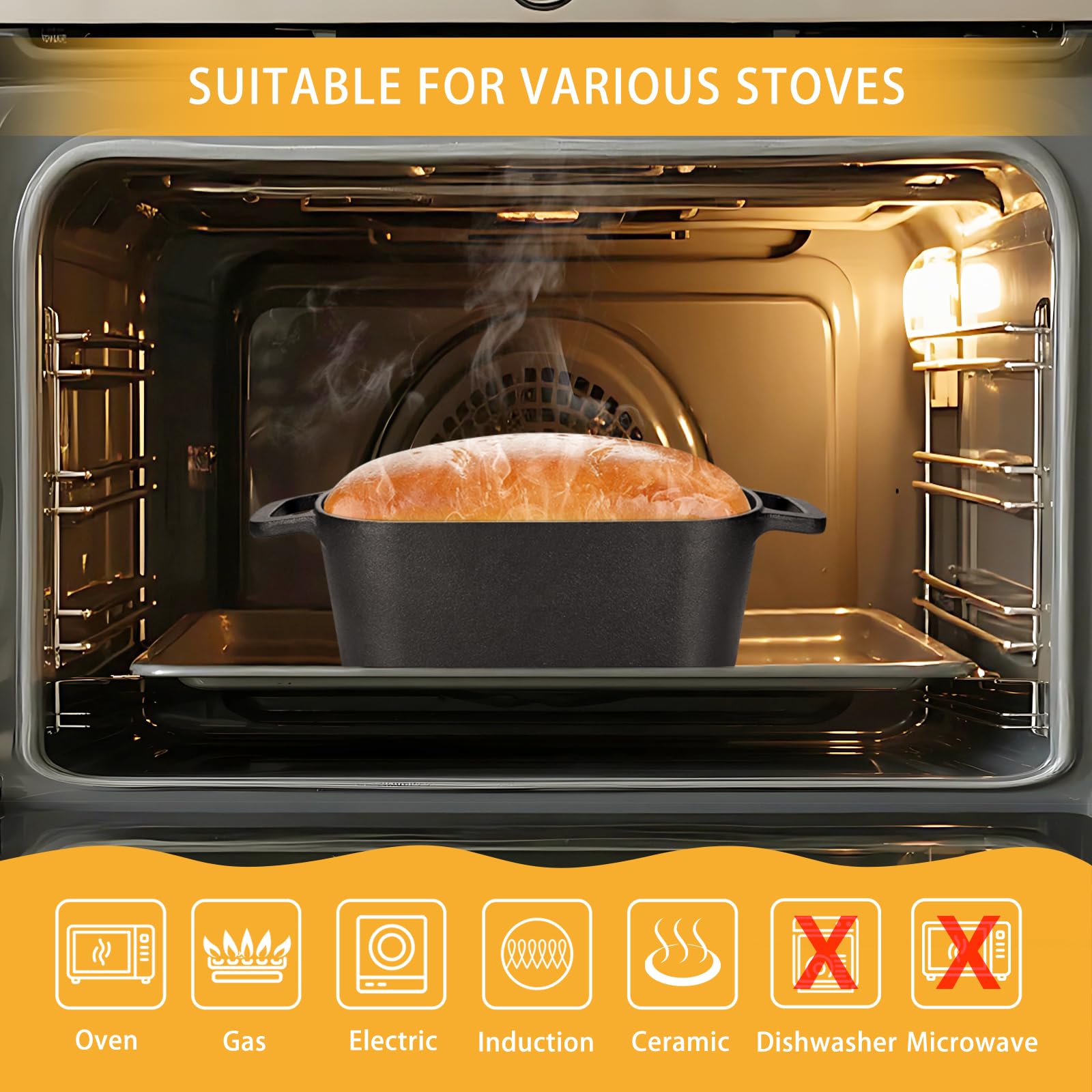 COWORM 3.6QT pre-seasoned cast iron ready to bake immediately