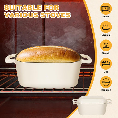 Coworm dutch oven with recipes and oven mitts bundle for easy baking