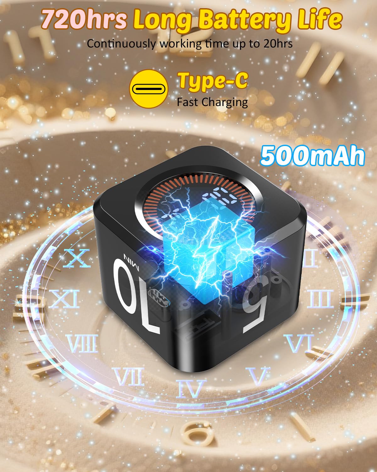 COWVTUJ Pomodoro Timer Cube on a desk during focused study or work