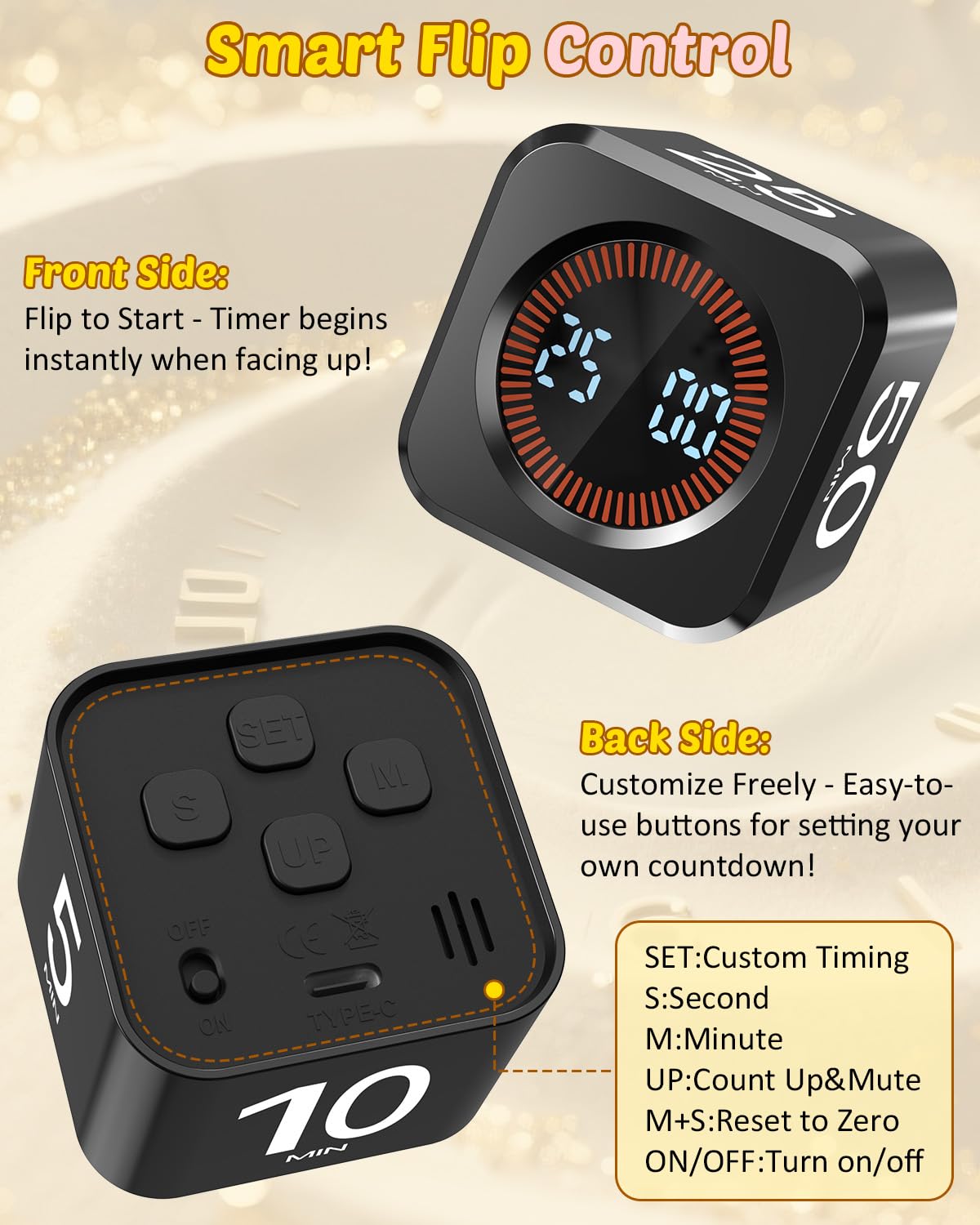 COWVTUJ Pomodoro Timer Cube visual time bars aiding visual learners during study
