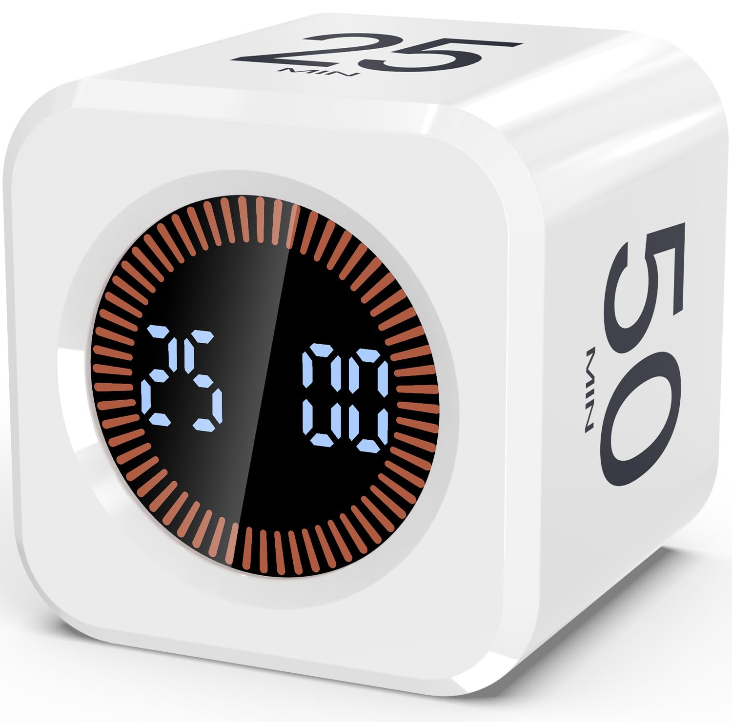 COWVTUJ Pomodoro Timer Cube front view with clear LED countdown display for focus
