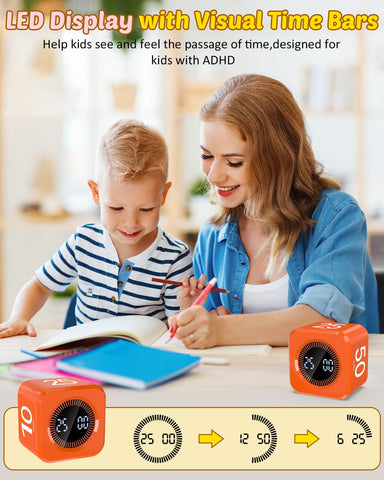 COWVTUJ Pomodoro Timer Cube orange dual modes for silent or audible alerts