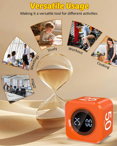 COWVTUJ Pomodoro Timer Cube orange packaging for gifting or retail display