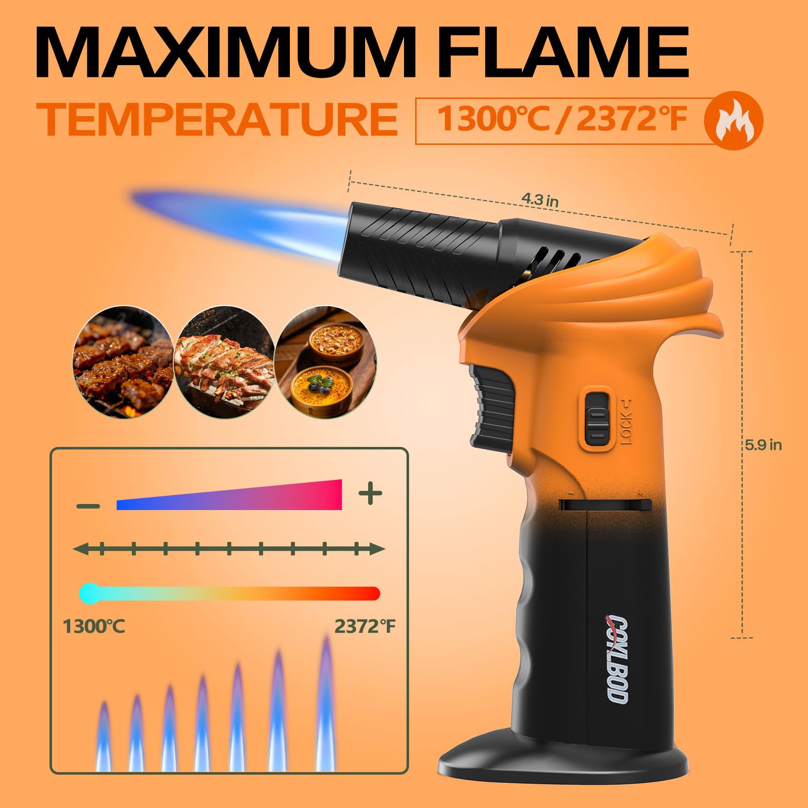 CoYlBod piezo ignition delivers quick, reliable start for fast heating.