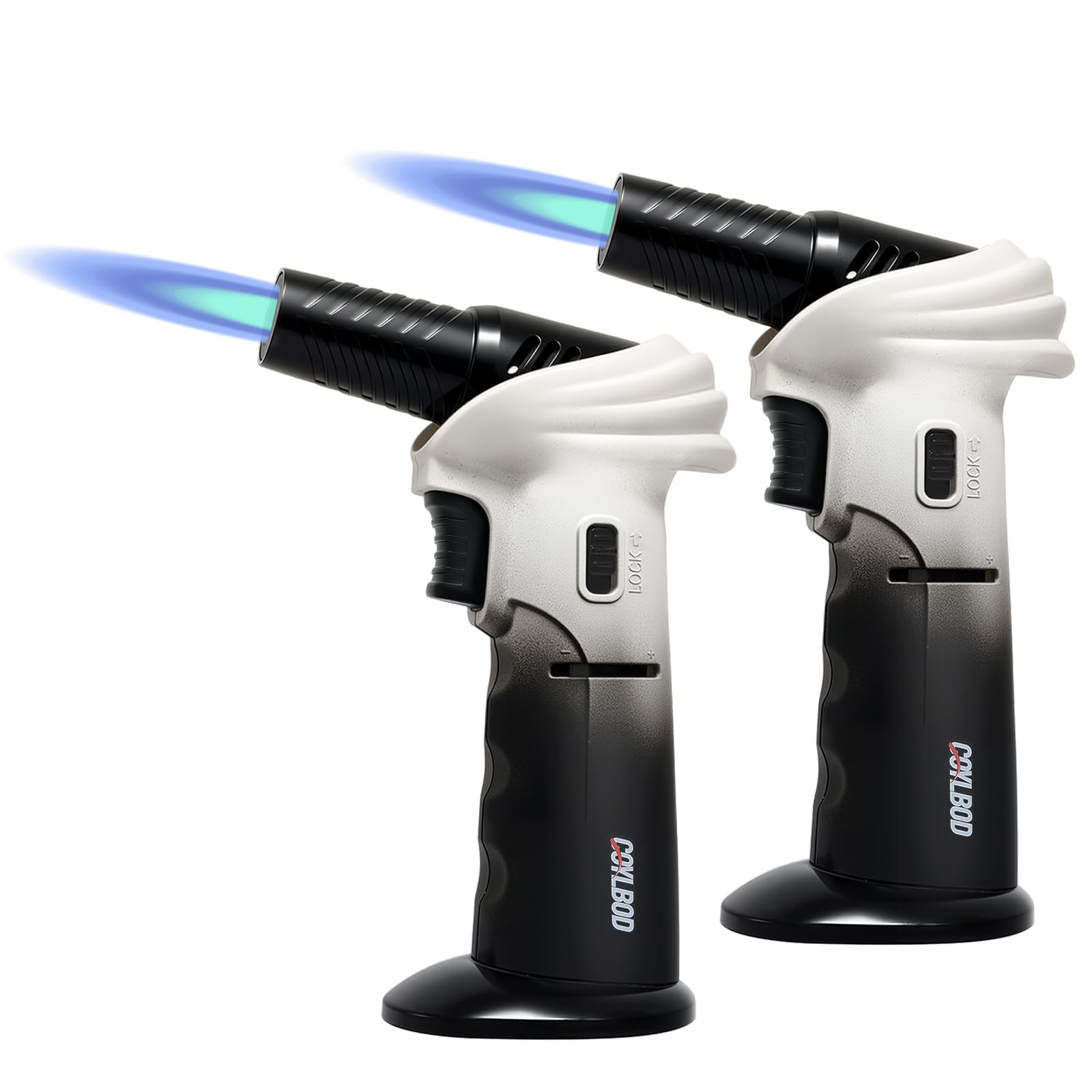 CoYlBod rotating head torch at 90 degrees for flexible culinary and DIY use.