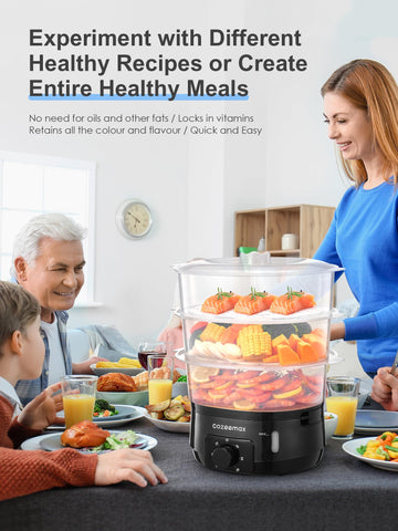 Detachable trays simplify cleanup and quick storage after steaming.