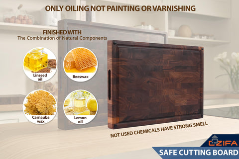 Cozifa reversible design cutting board with groove side and flat prep surface