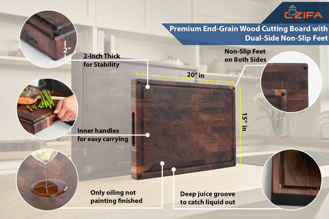 Cozifa reversible cutting board offers two surfaces for prep and serving.