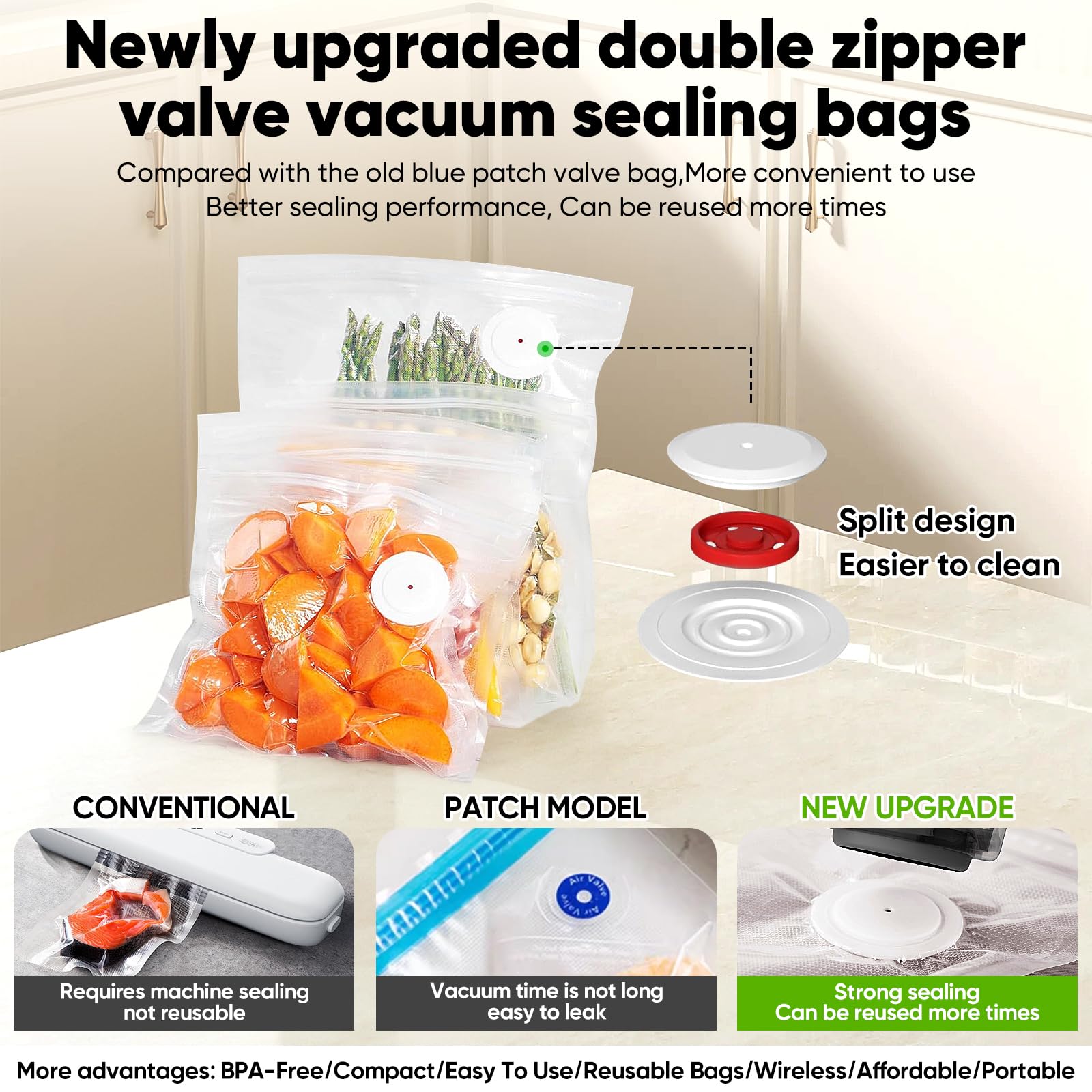 COZII Food Saver vacuum sealer—60KPa suction for fresher results