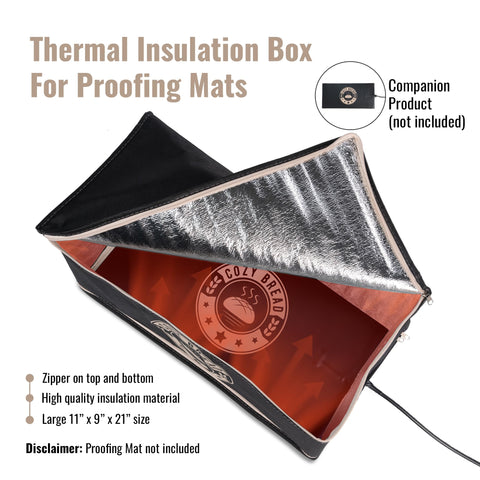 Cozy Bread Proofing Box with heat mat demonstrates even warmth for reliable proofing.