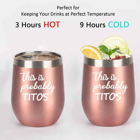 CozyHome double-wall insulated tumbler in rose gold maintains hot or cold drinks.