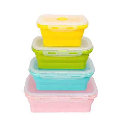 CozyKit stackable lunchboxes neatly organized on a shelf.