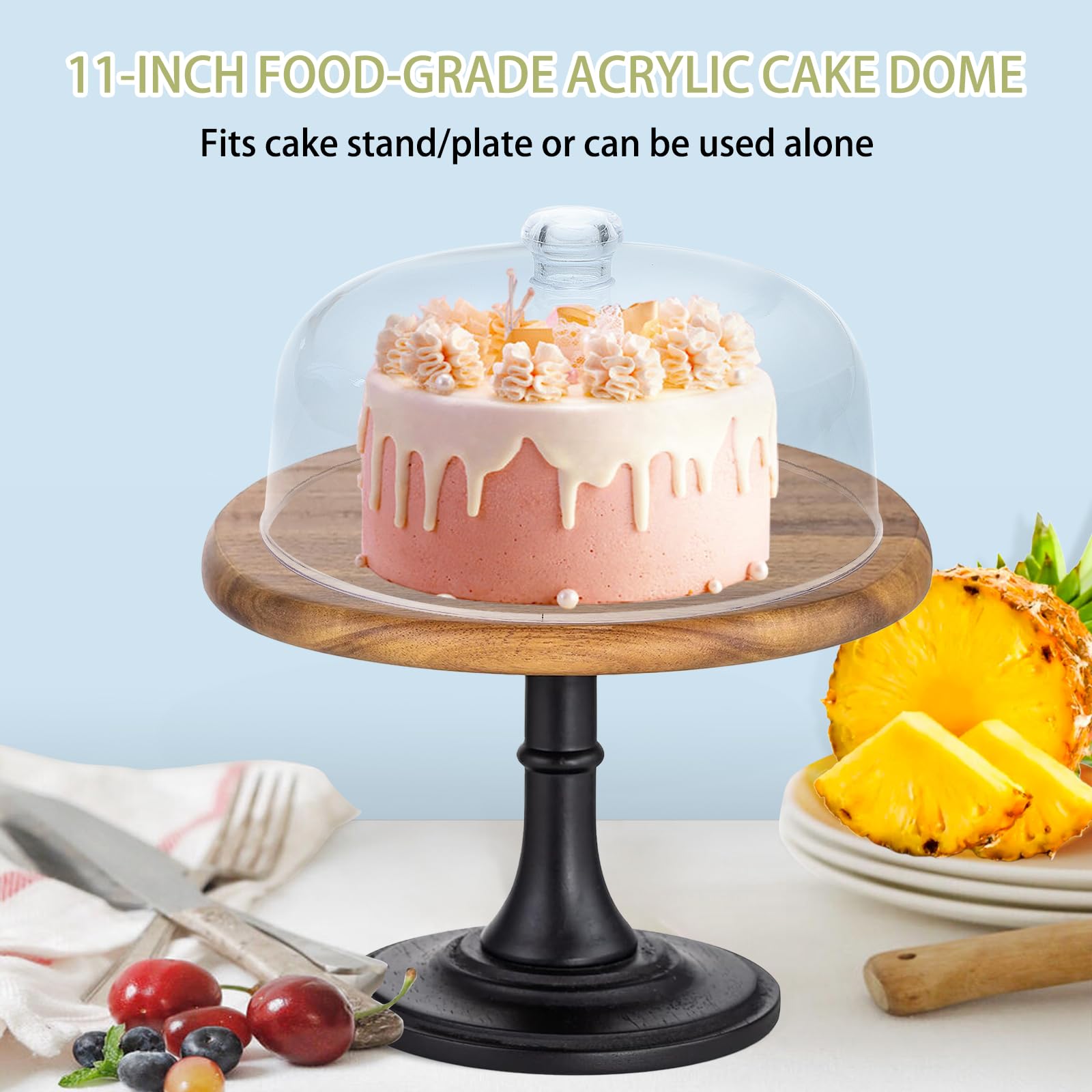 CozyState transparent dome with handle makes lifting easy after display.