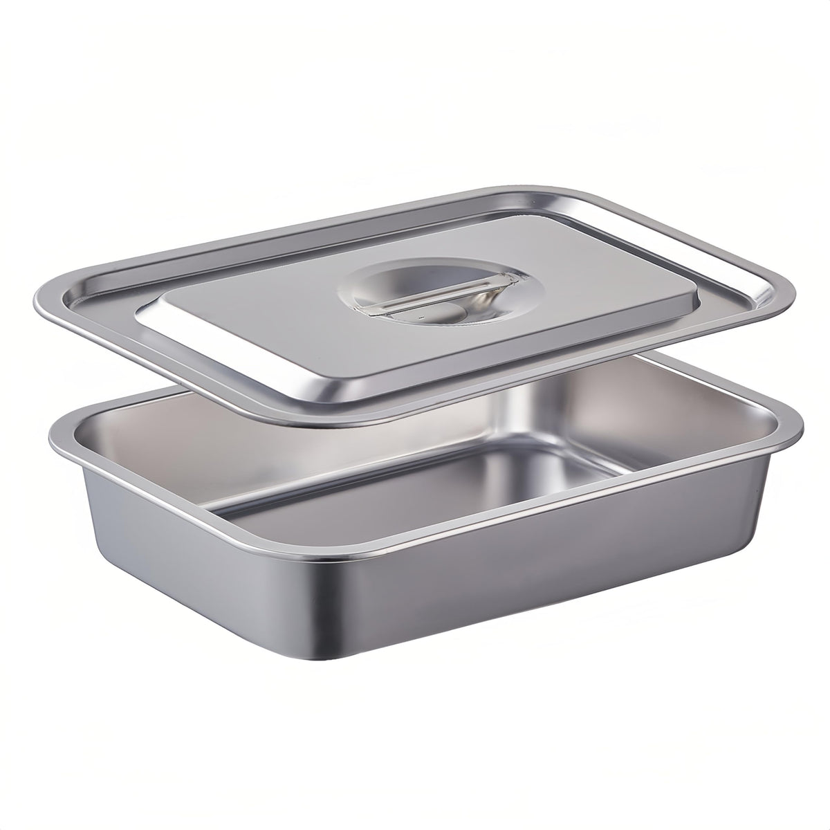 CozyState lasagna pan with lid on, ready for oven use and clean storage.