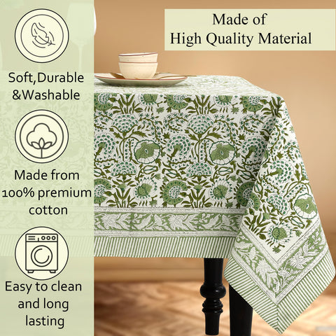 CPC cotton tablecloth, machine washable and reusable for everyday use.