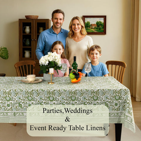 CPC wedding tablecloth in agate green, adds timeless charm to receptions.