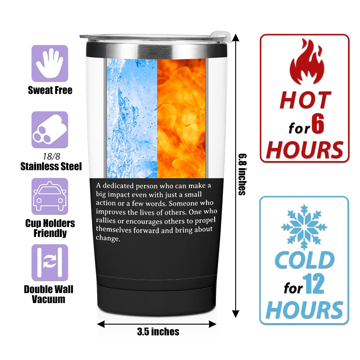 CQM Travel Coffee Mug shown with leak-proof BPA-free lid for on-the-go