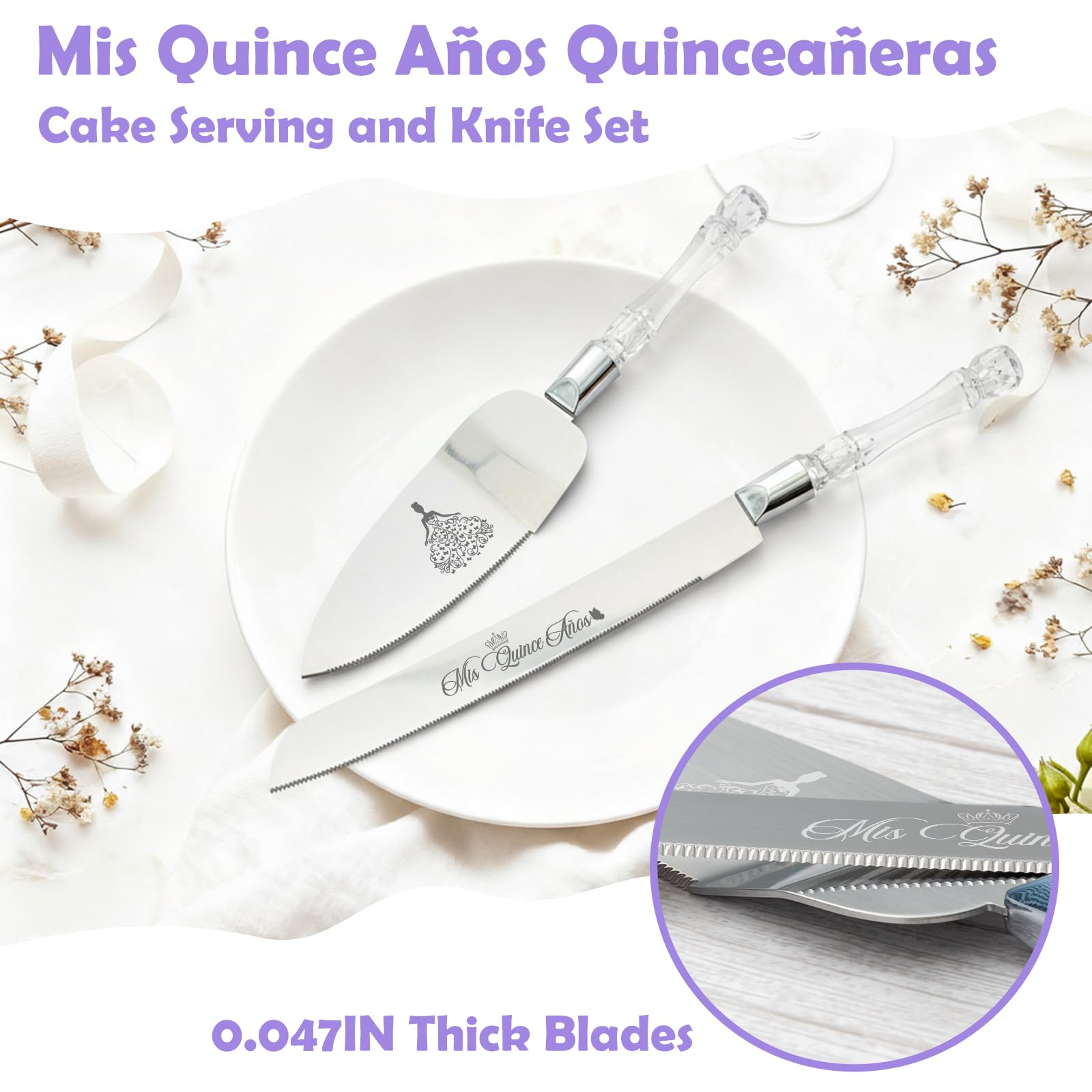 CQNET Mis Quince Años server with embossed design for precise serving