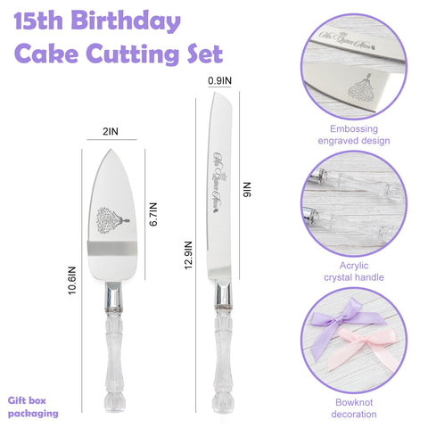 CQNET silver quinceanera cake server, 10.6 inches, ideal for desserts
