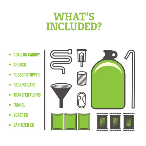 Craft A Brew hard cider kit with racking cane to transfer cleanly.
