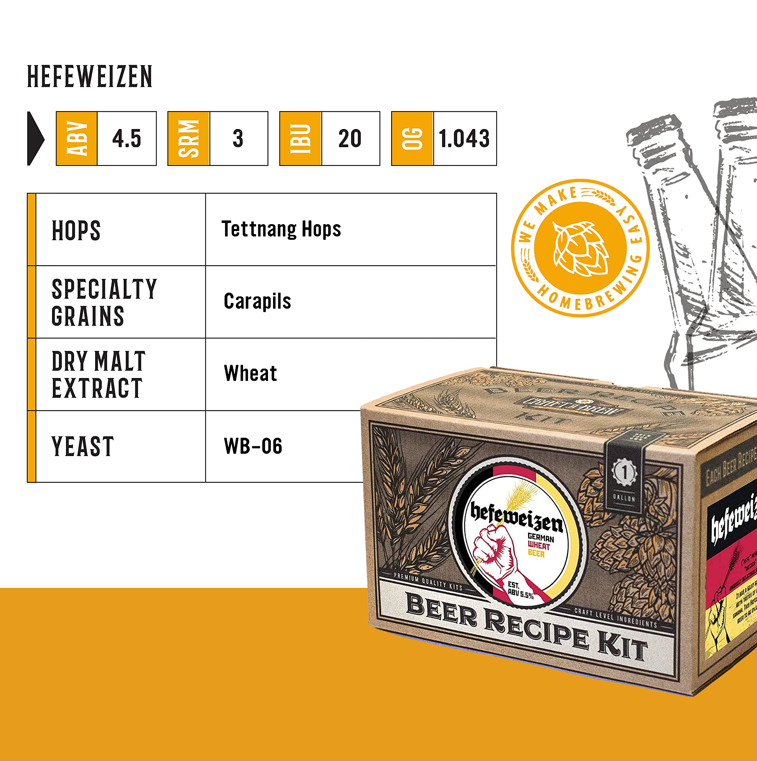 Craft A Brew Hefeweizen dry malt extract delivers smooth, drinkable wheat beer.