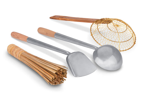 Craft Wok Tools 4pcs Spatula suited for stirring in 14–16 inch woks.