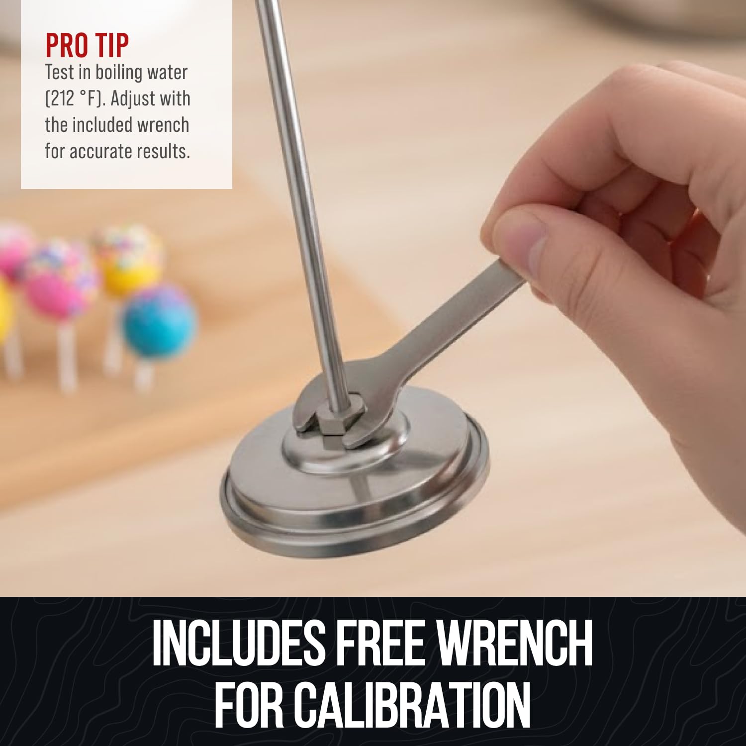 Craft911 instant-read thermometer in stainless steel for quick measurements in the kitchen.