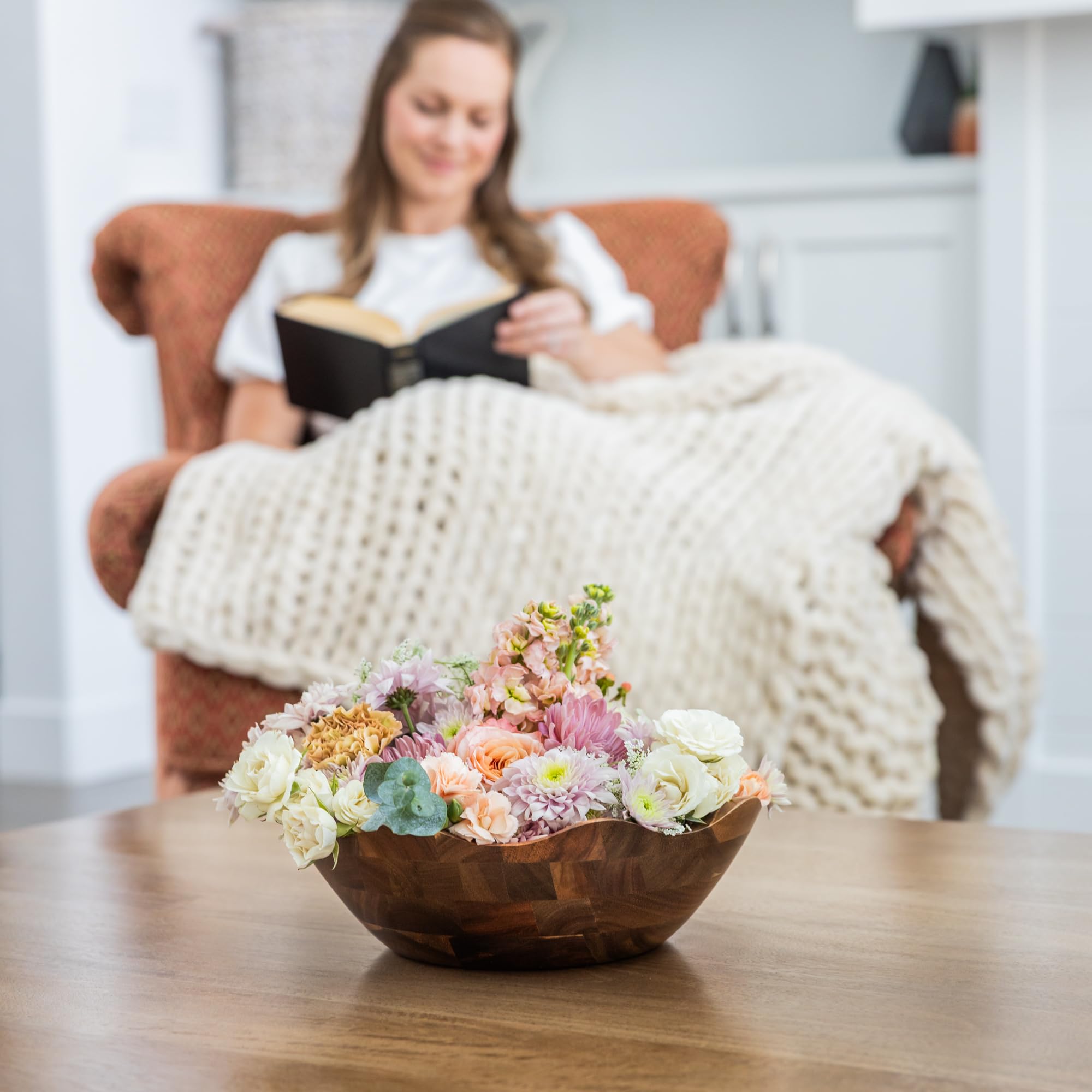 Crafted Finesse bowl in use for salad serving at table.