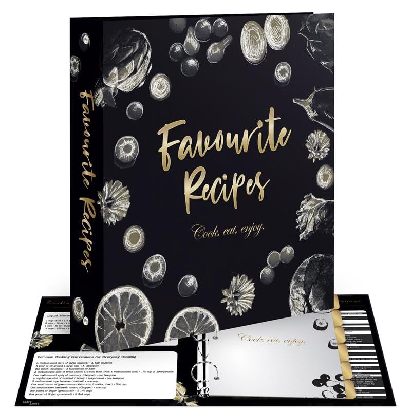 CraftSaints recipe binder with laminated cover for easy cleaning and durable daily use.