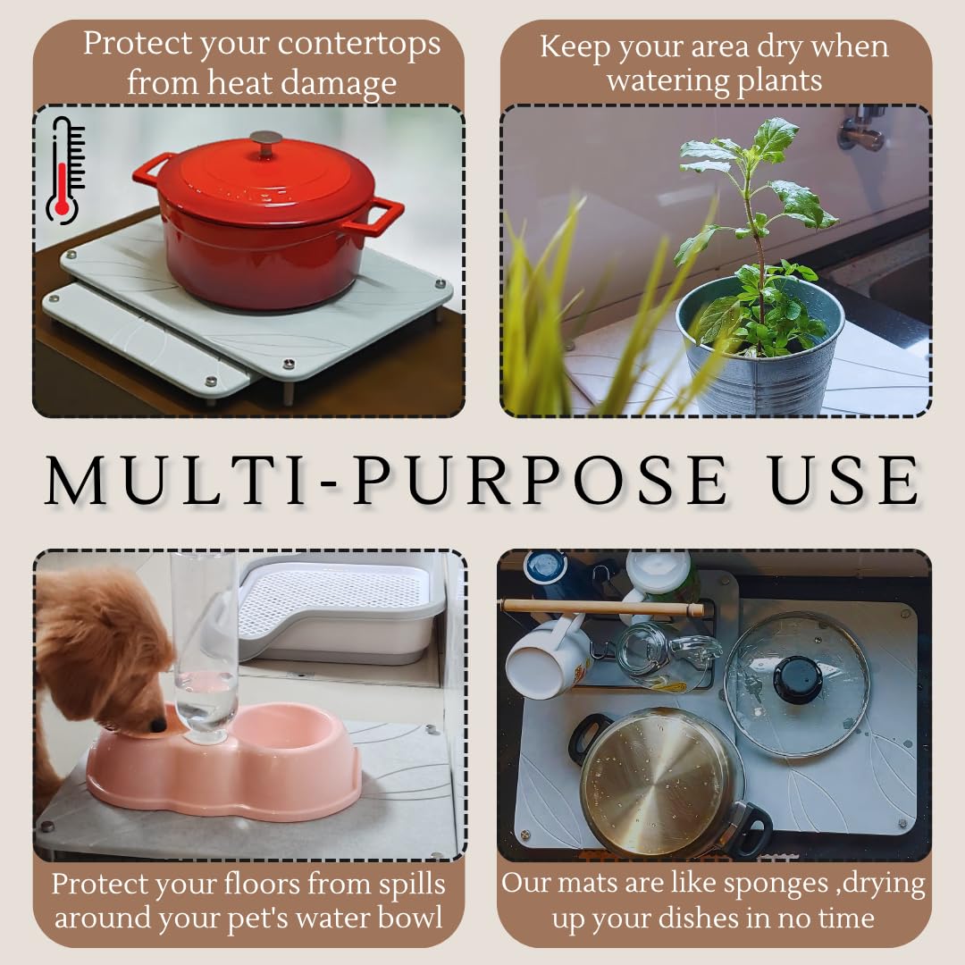Crafty Witty heat-resistant stone mat used as a trivet on a hot pan