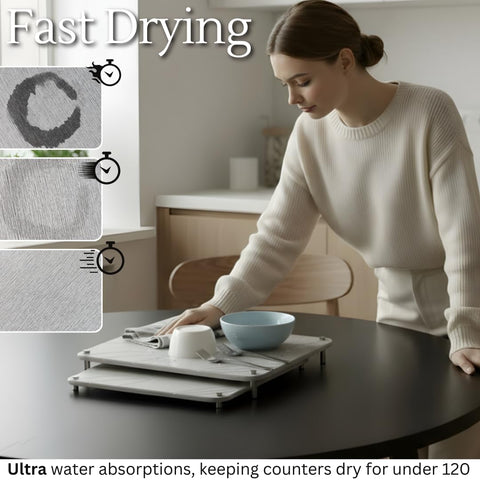 Crafty Witty stone drying mat with non-slip feet keeps dishes secure