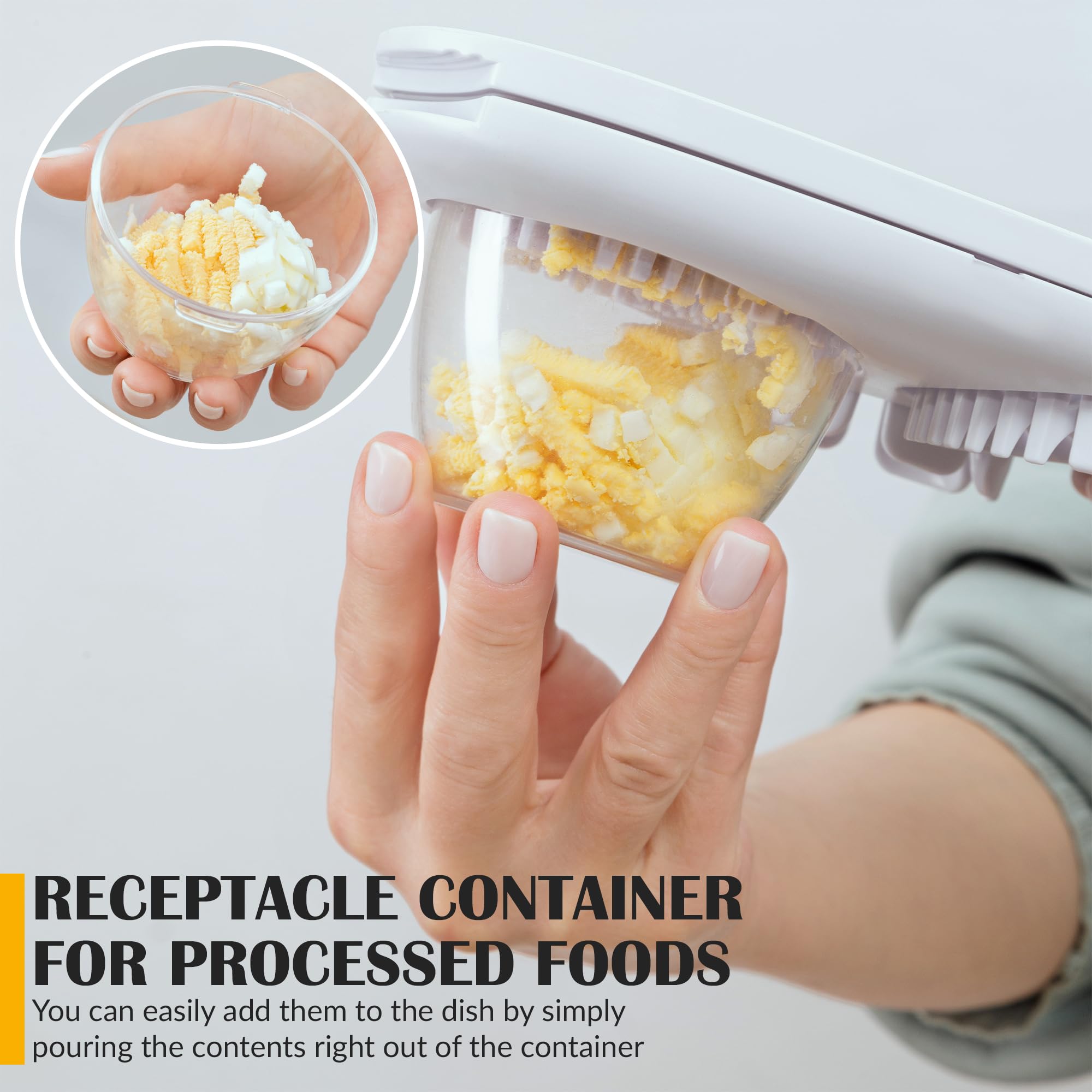 CraftyCrocodile egg slicer compact storage fits neatly in a drawer.