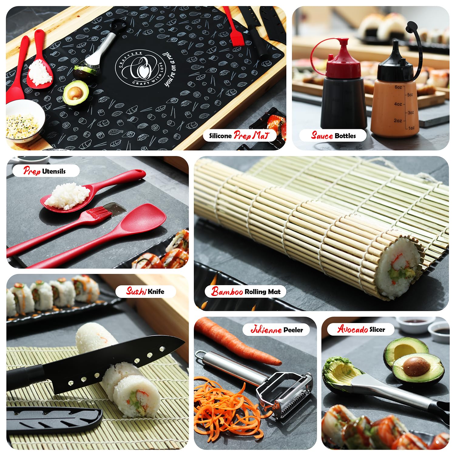 CraftZee bamboo board for easy prep and rolling.