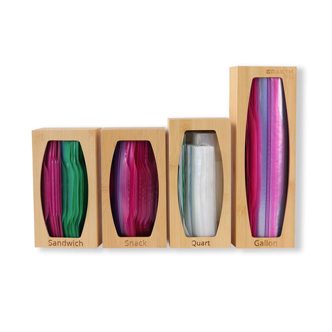 CRAKTH bamboo bag organizer for gallon bags keeps drawers tidy and accessible.