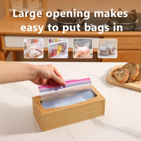CRAKTH bamboo bag organizer for sandwich bags keeps small packs neatly sorted.