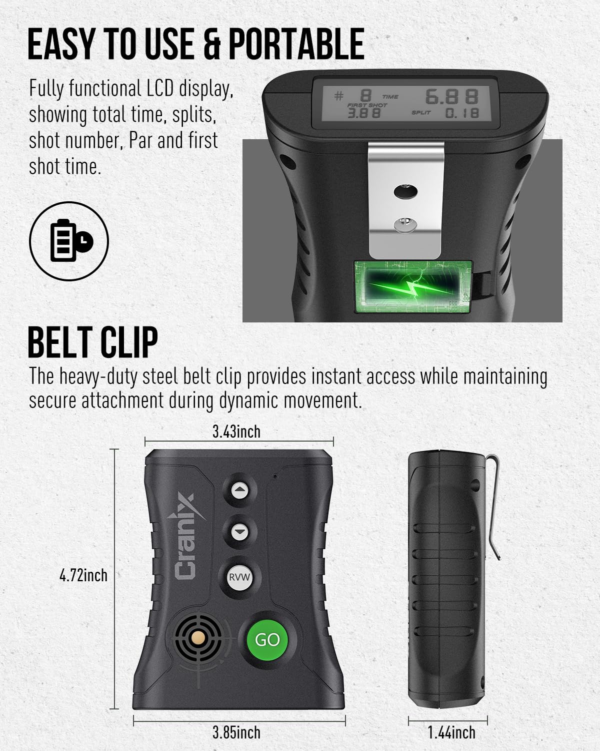 Cranix unit includes quick-swap battery access for minimal downtime.