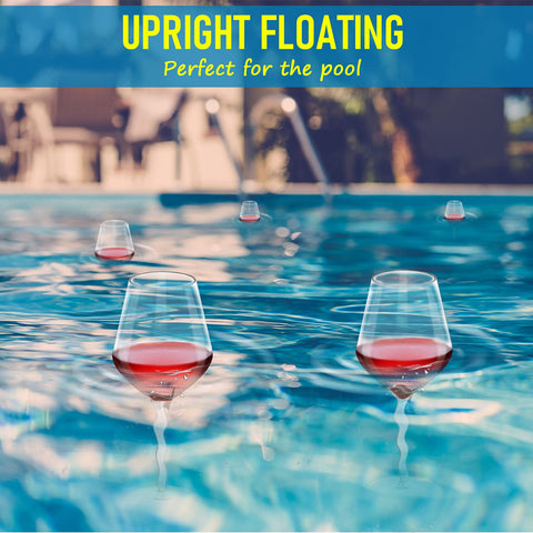 Crayline floating wine glasses with charms for easy drink identification.