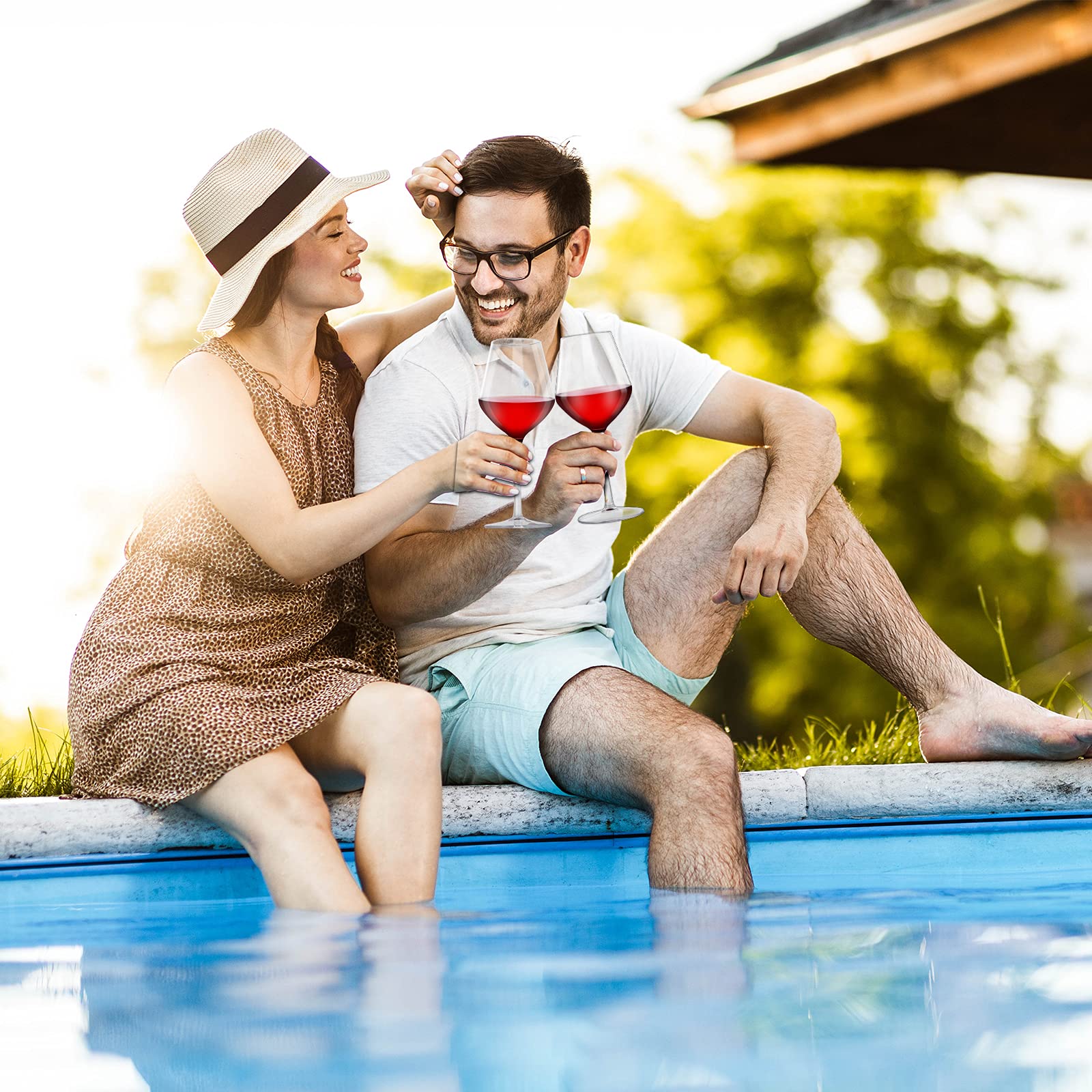 Crayline poolside wine glasses ideal for pool party vibes.