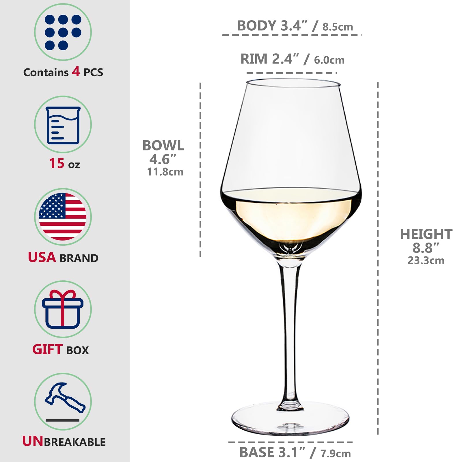 Crayline unbreakable wine glasses with Tritan durability for drops and rough surfaces.