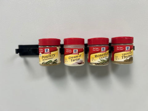 Crazy Chef sleek black spice clip blends with kitchen decor