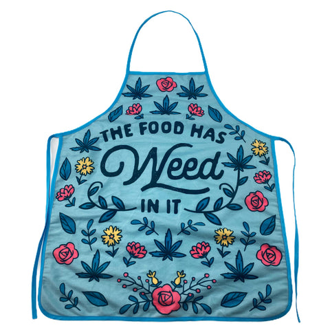 Crazy Dog T-Shirts green apron with bold weed graphic for playful cooking moments