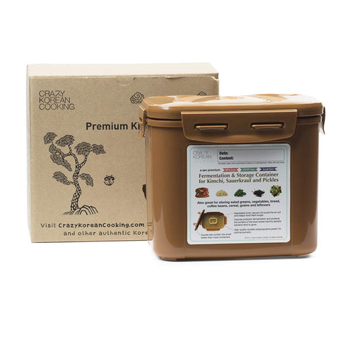 Crazy Korean Cooking premium kimchi container with inner vacuum lid keeps fermentation fresh